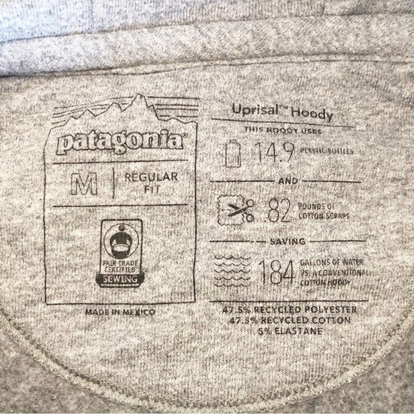 Patagonia Fitz Roy Bear Uprisal Gray Regular Fit Hoodie Size Medium - Picture 5 of 8